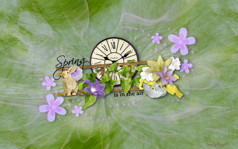 Bunny with Flowers — Green