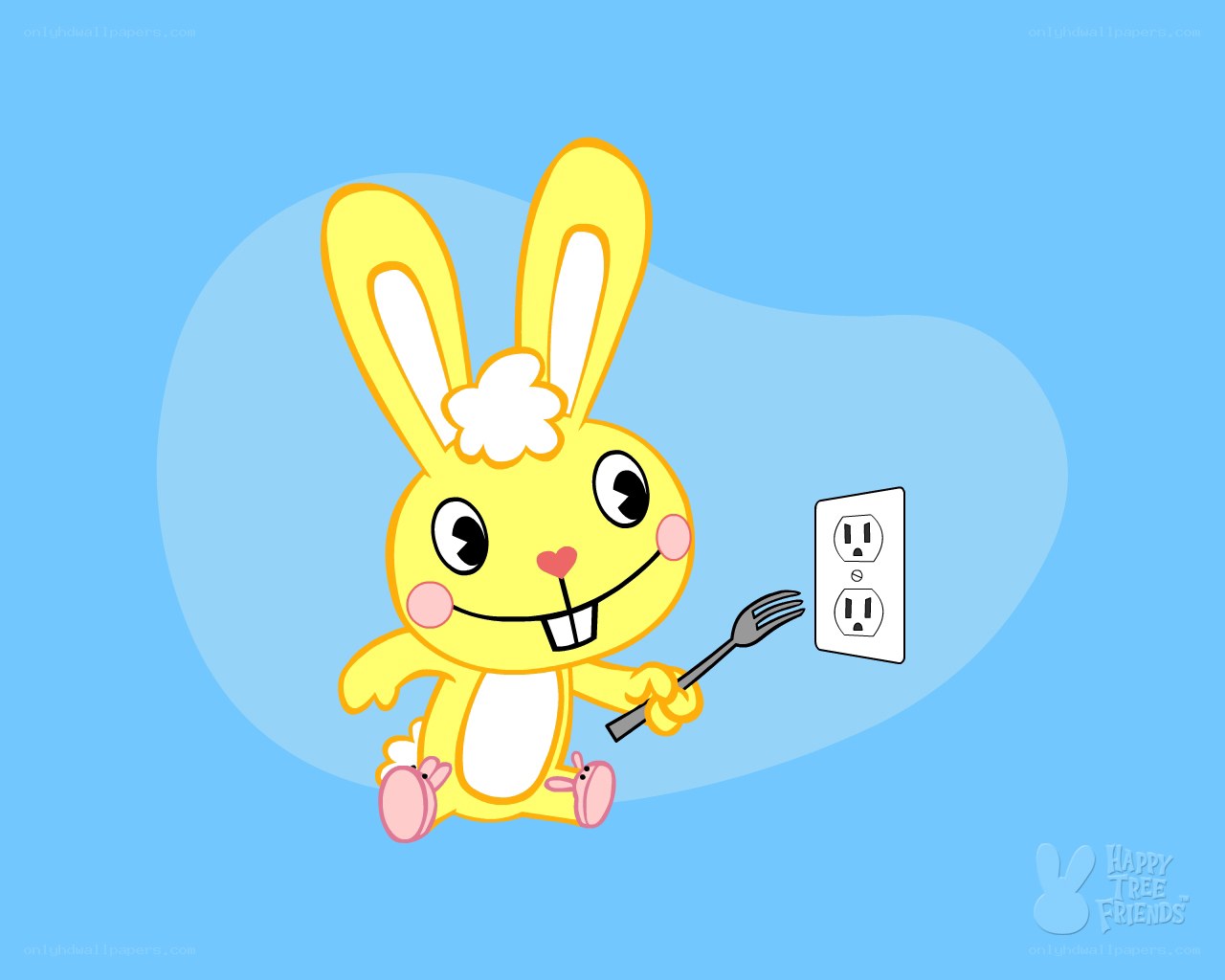 Bunny with fork near outlet