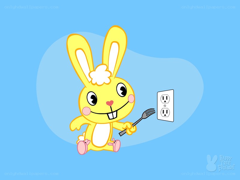 Bunny with fork near outlet