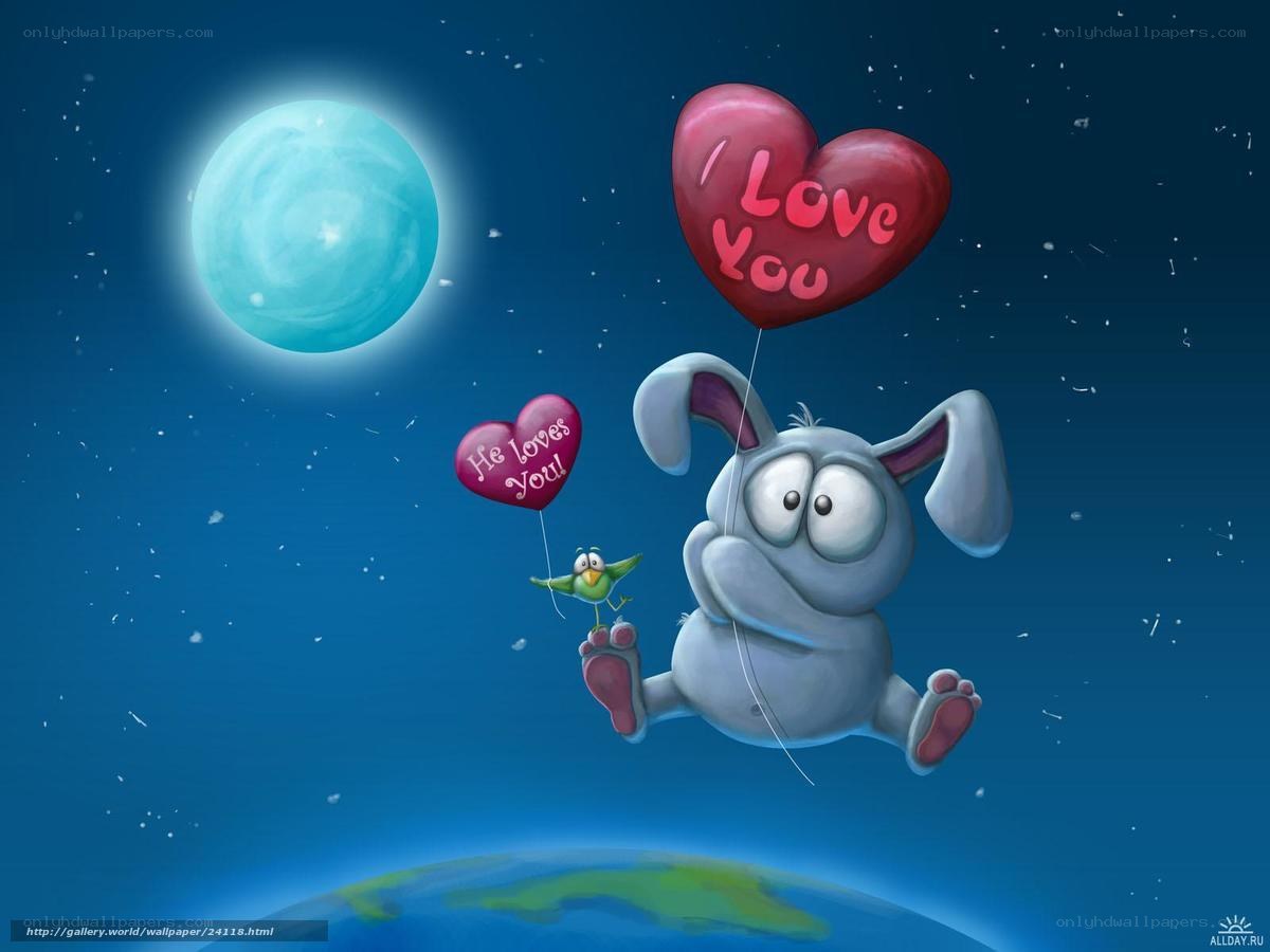 Bunny with heart balloons