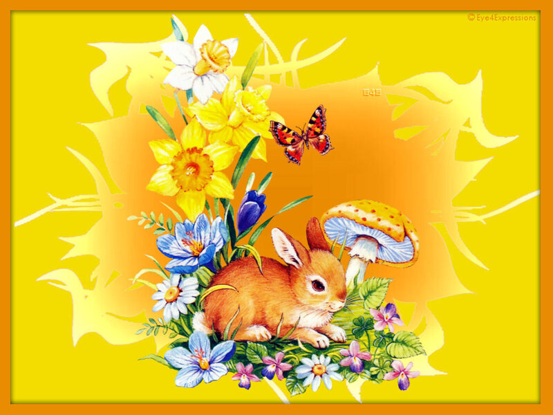 bunny with spring flowers