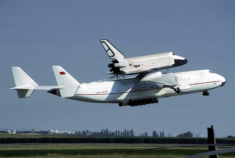Buran Shuttle on Aircraft — White