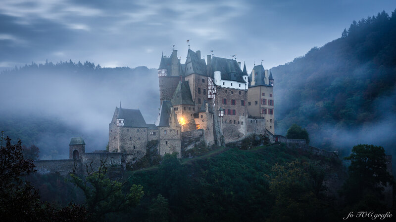 Burg Eltz Castle — Blue, Misty