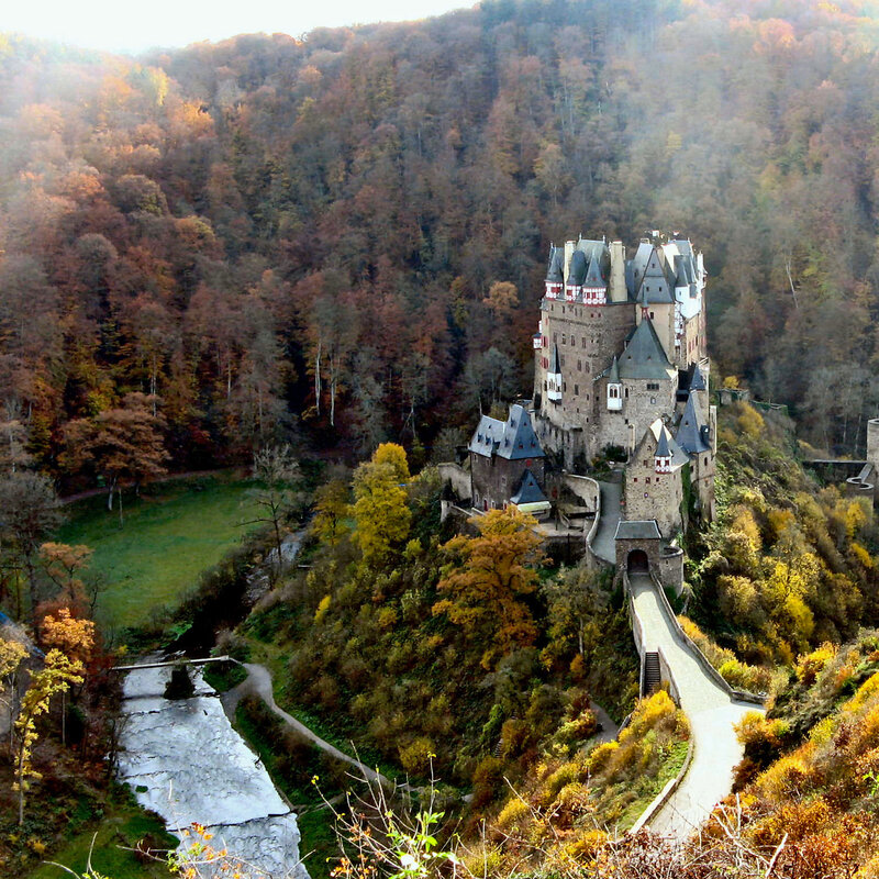 Burg Eltz Castle — Green, Serene, Autumn, Photograph, River