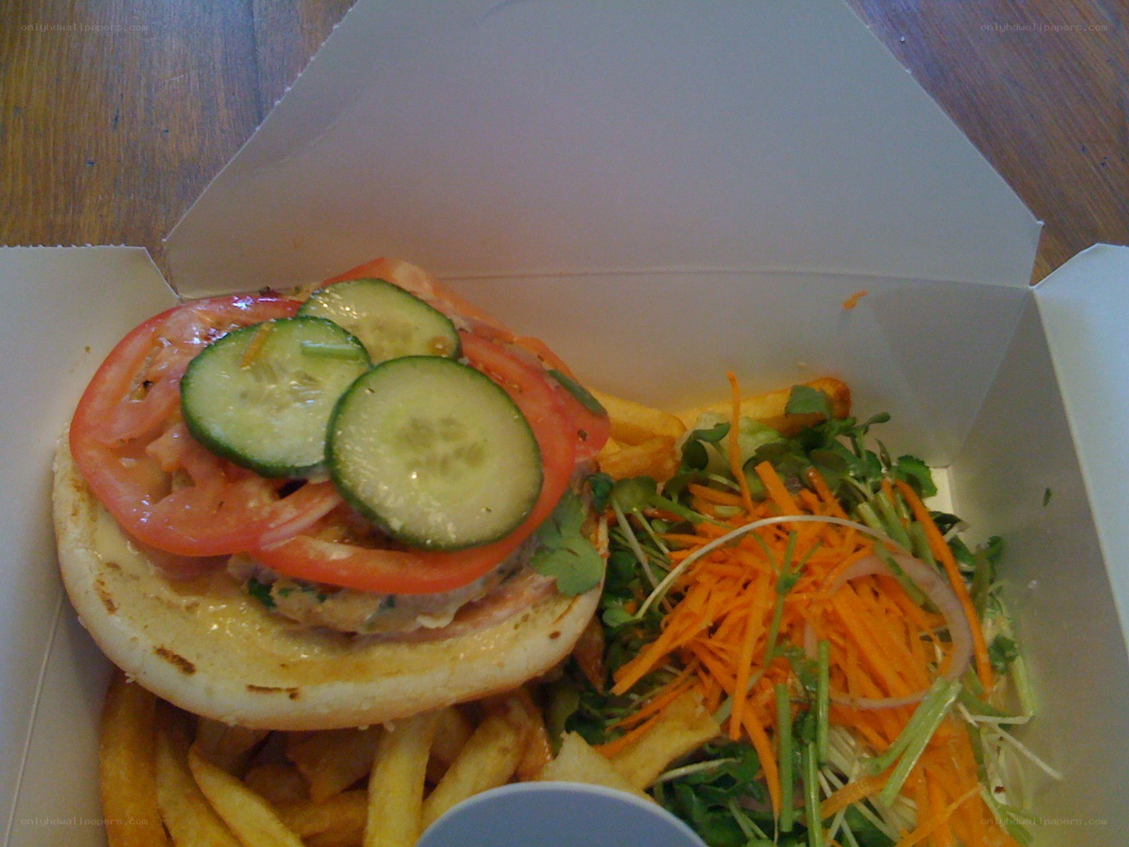 Burger and fries in a box