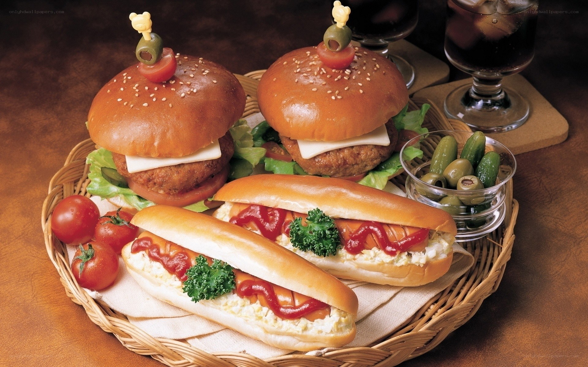 Burger and hot dog platter
