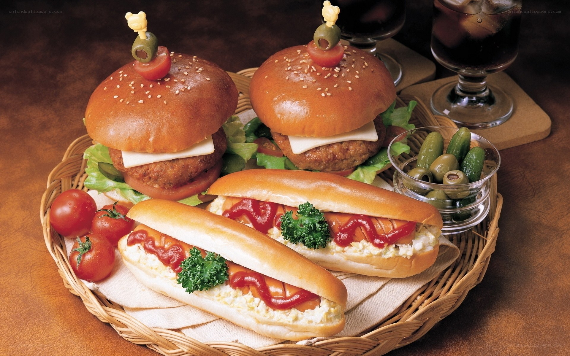 Burger and hot dog platter