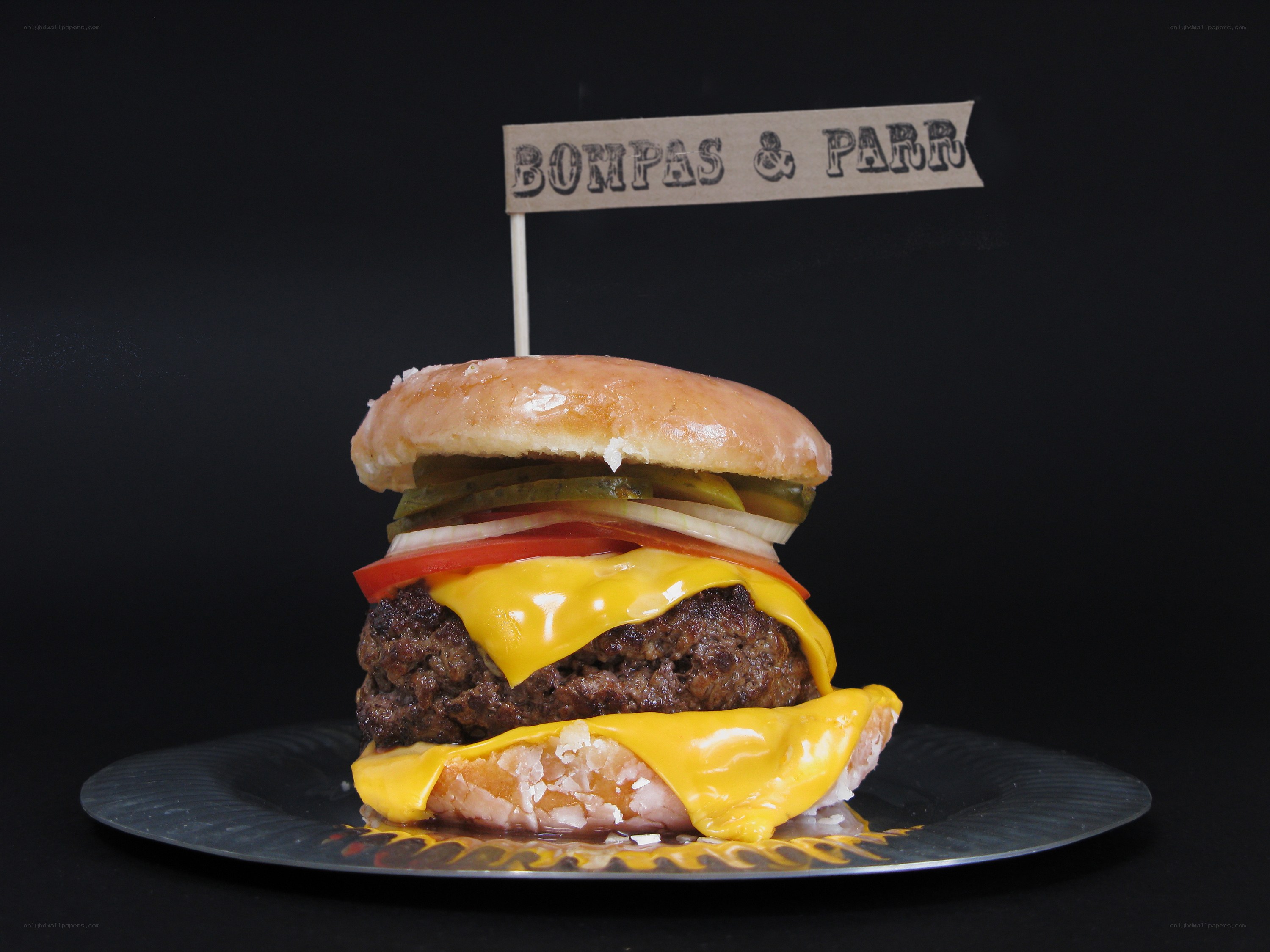 Burger with cheese and donut buns
