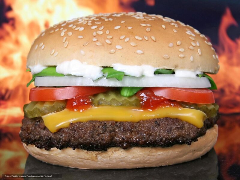 Burger with flames background
