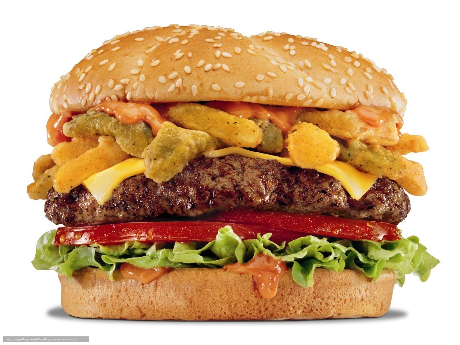burger with fries and cheese