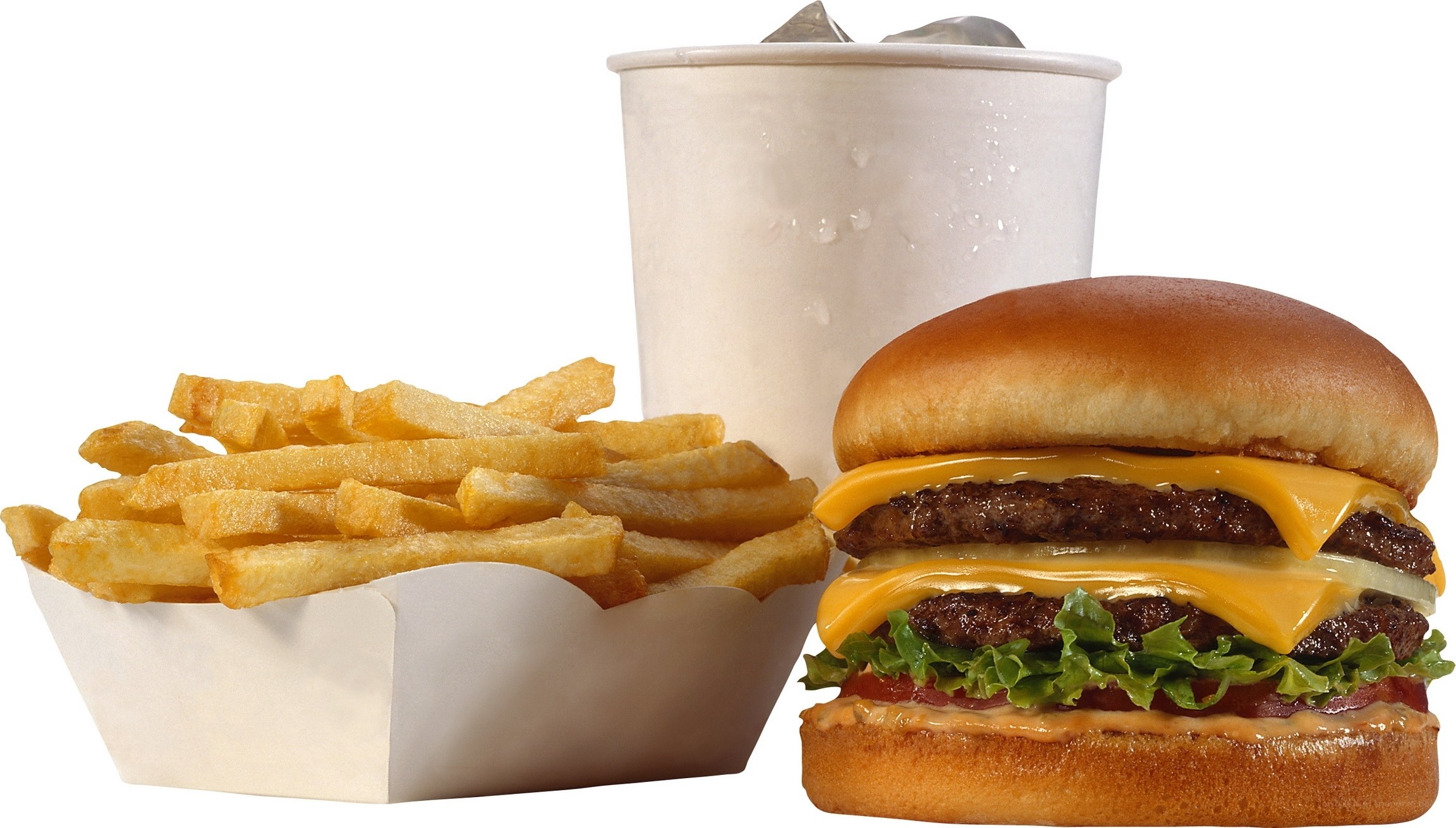 burger with fries and drink