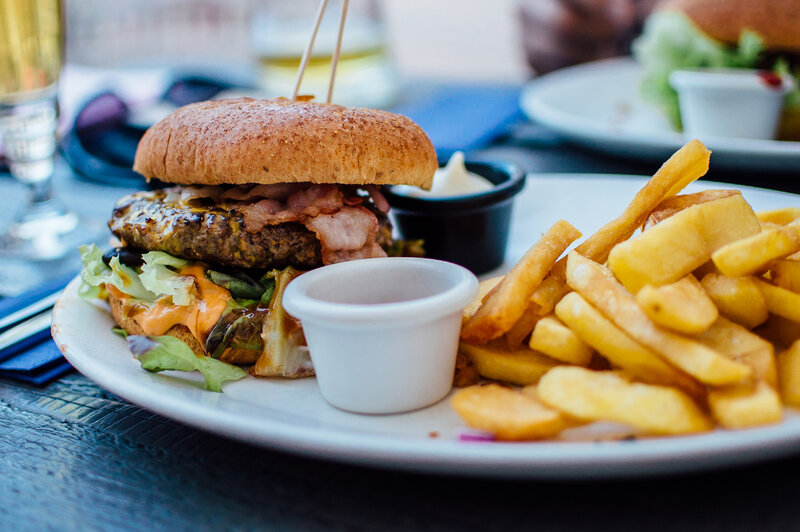 Burger with Fries — Brown, Appetizing