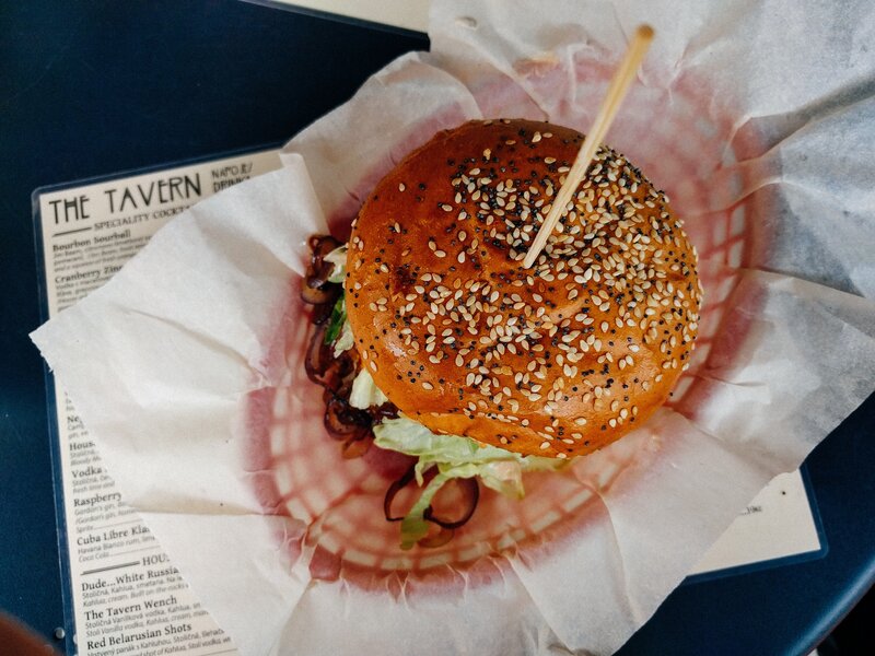 Burger with sesame seeds