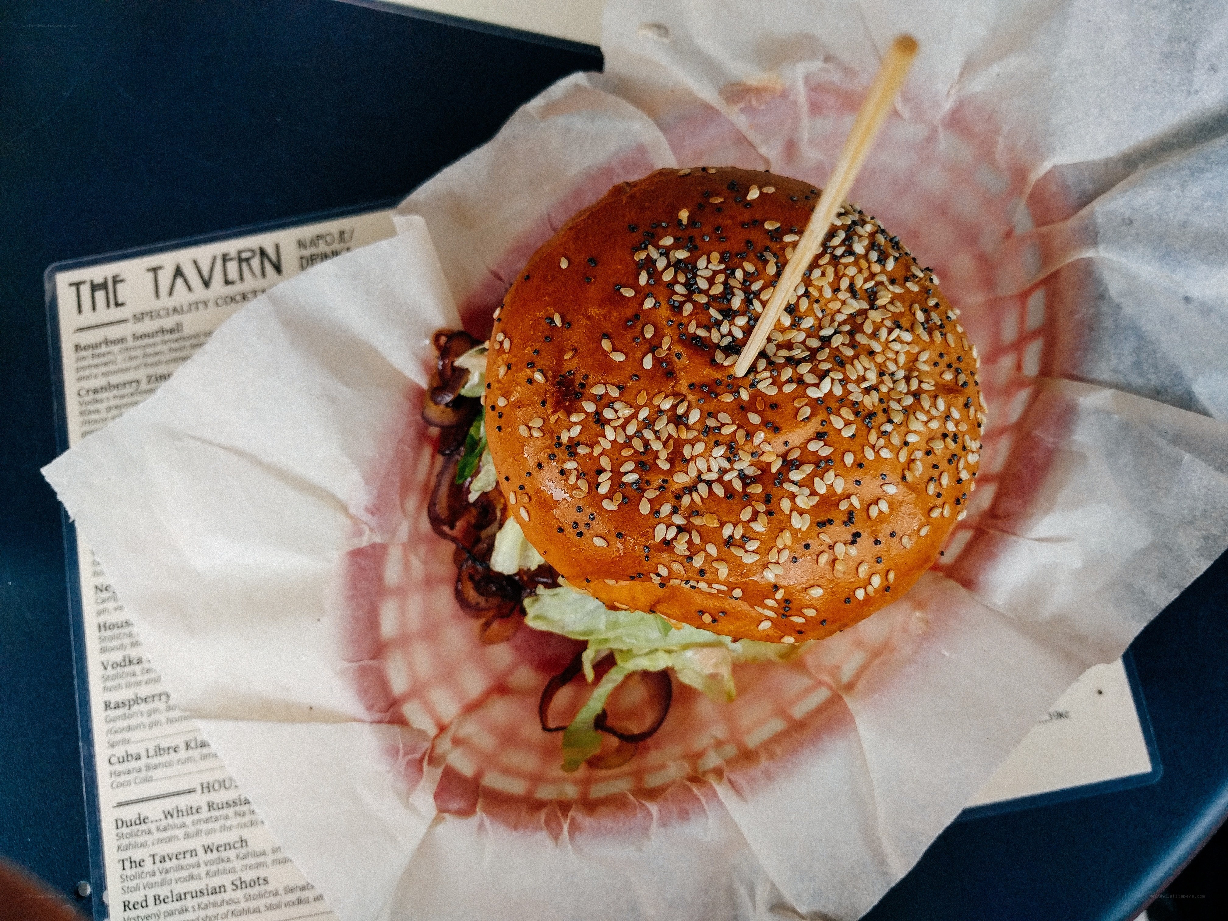 Burger with sesame seeds