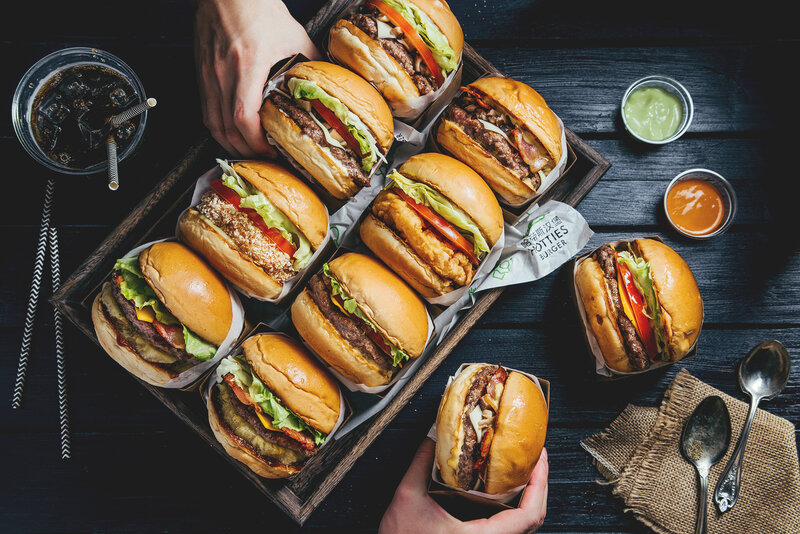 Burgers on a Tray