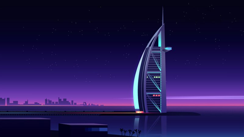 Burj Al Arab at Night — Purple, Serene