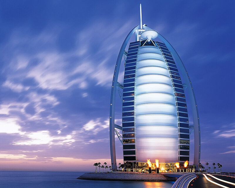 Burj Al Arab Hotel — Blue, Dramatic, Sunset, Photograph