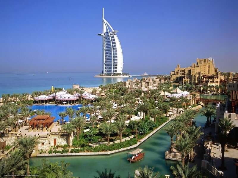 Burj Al Arab Hotel — Blue, Serene, Afternoon, Photograph, Pool