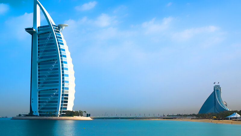Burj Al Arab Hotel — Blue, Serene, Afternoon, Photograph