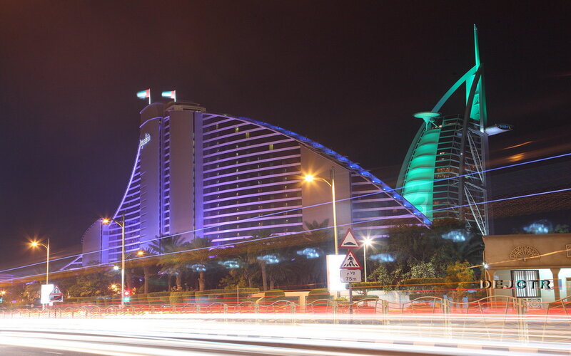 Burj Al Arab Hotel — Purple, Dramatic