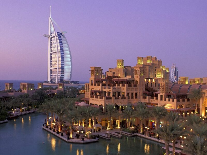 Burj Al Arab Hotel — Purple, Serene, Sunset, Photograph