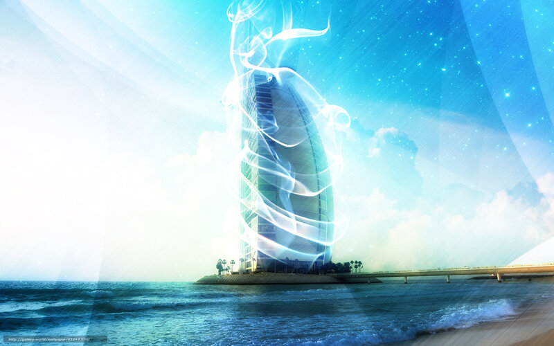 Burj Al Arab with glowing effects