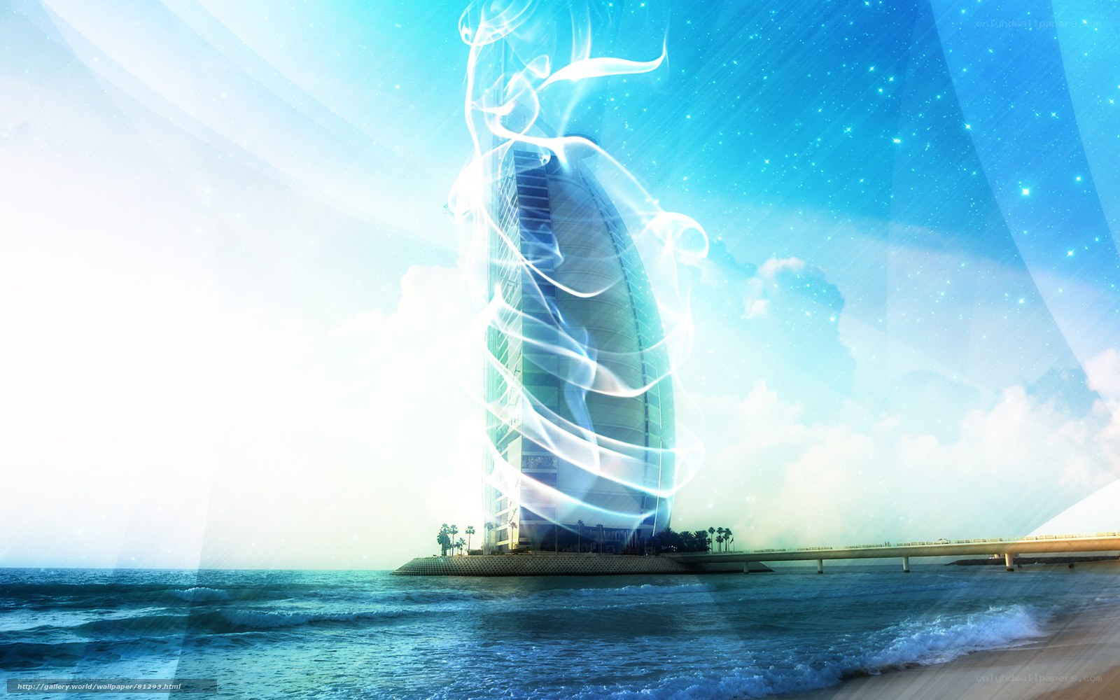 Burj Al Arab with glowing effects