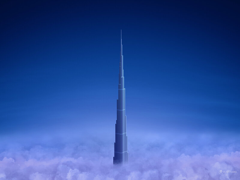 Burj Khalifa above the clouds