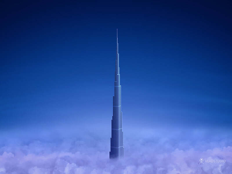 Burj Khalifa above the clouds