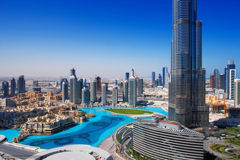 Burj Khalifa and Dubai Skyline — Blue