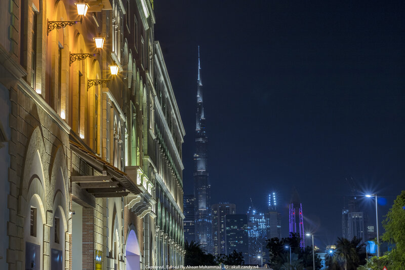 Burj Khalifa at Night — Black, Dramatic, Photograph, Skyscraper, Building