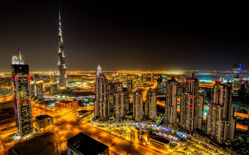 Burj Khalifa at Night — Black, Dramatic, Photograph, Skyscrapers