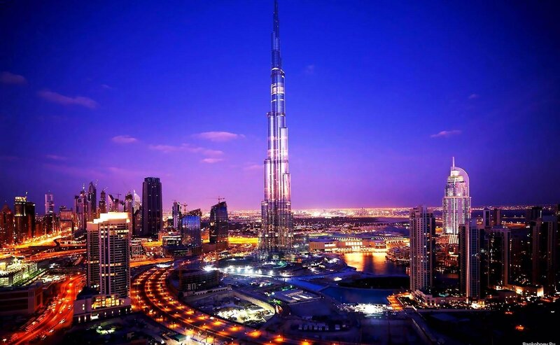 Burj Khalifa at Night — Blue, Dramatic, Photograph, Skyscraper, Cityscape