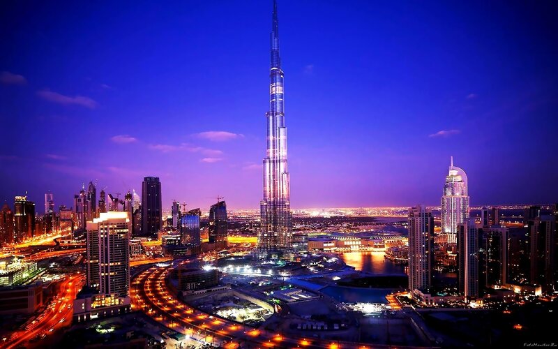 Burj Khalifa at Night — Blue, Dramatic, Photograph, Skyscrapers