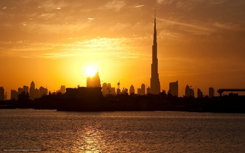 Burj Khalifa Skyline — Orange, Dramatic