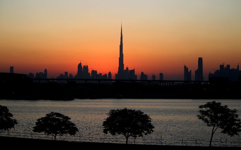 Burj Khalifa Skyline — Orange