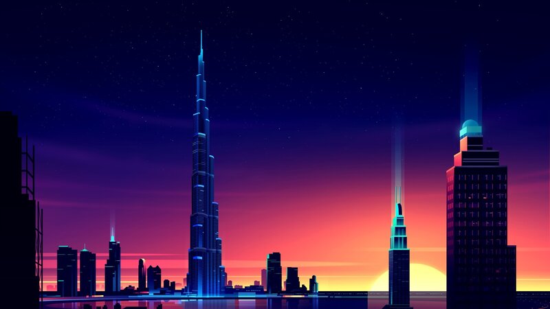 Burj Khalifa Skyline — Purple