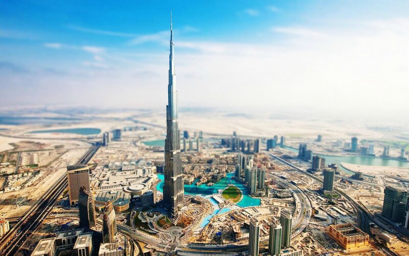 Burj Khalifa Skyscraper — Blue, Dramatic, Afternoon, Photograph, Cityscape