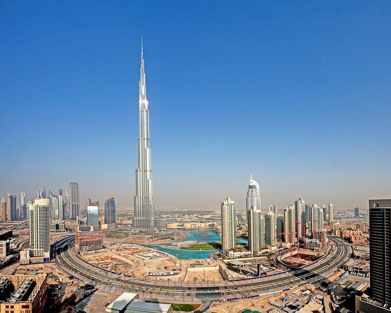 Burj Khalifa Skyscraper — Blue, Dramatic, Afternoon