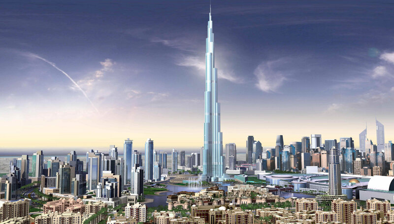Burj Khalifa Skyscraper — Blue, Dramatic