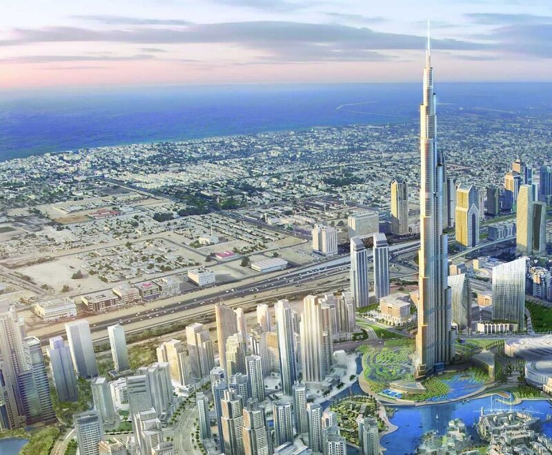 Burj Khalifa Skyscraper — Blue, Modern
