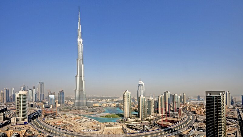 Burj Khalifa Skyscraper — Blue, Urban, Afternoon