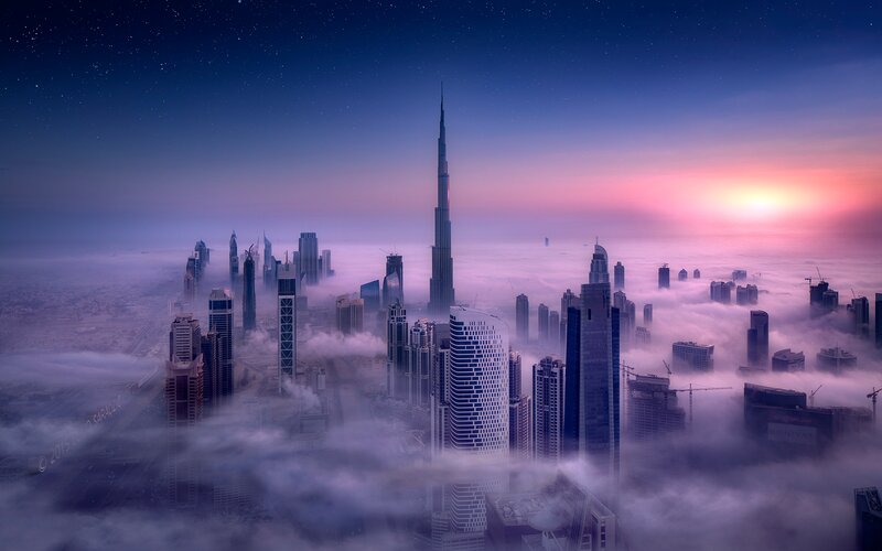 Burj Khalifa Skyscraper — Purple