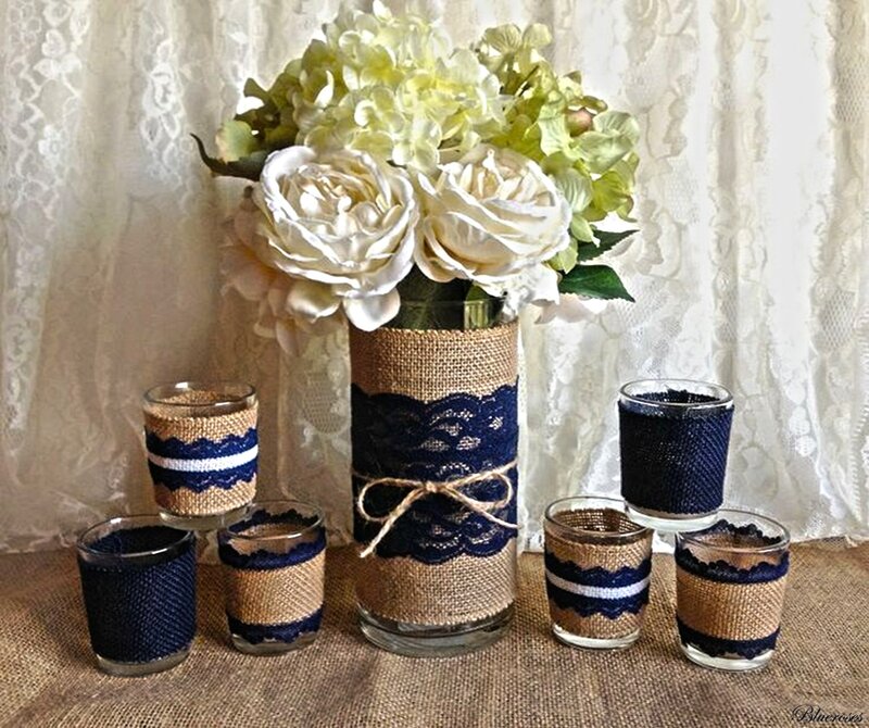 Burlap and Lace Vases