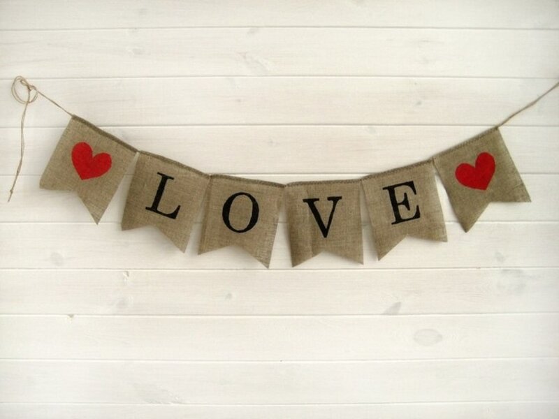 Burlap Banner with Hearts