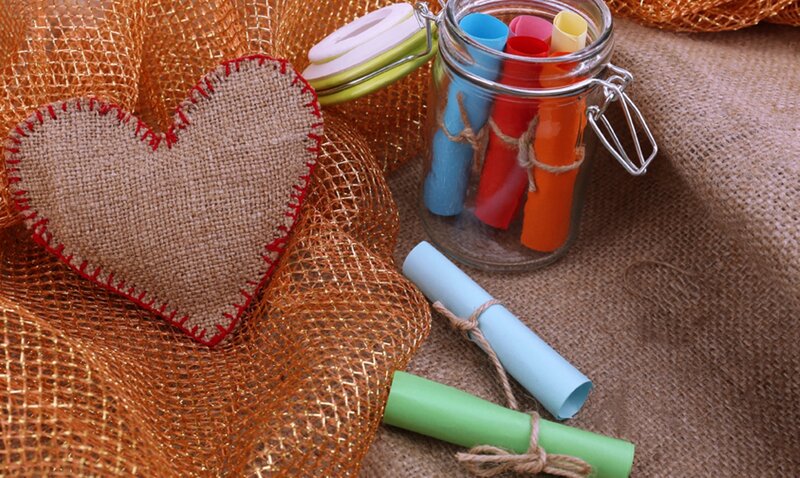 Burlap Heart with Paper Scrolls
