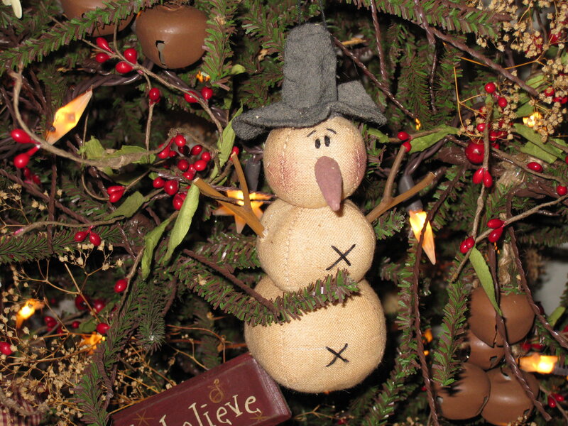 Burlap Snowman Ornament