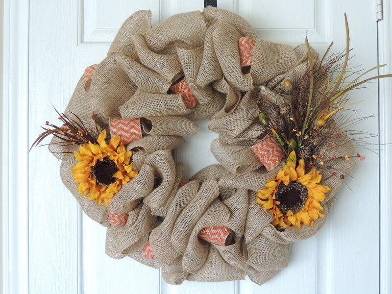 Burlap Wreath with Sunflowers