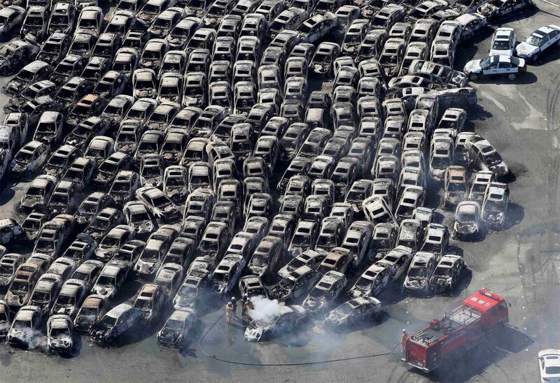 Burned Cars in Lot