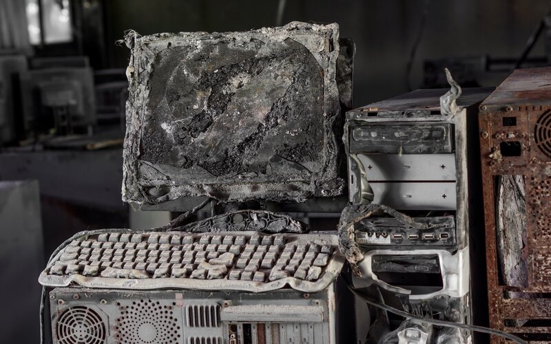 Burned Computer Equipment
